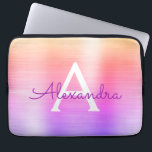 Capa Para Notebook Monograma de aço inoxidável cor-de-rosa e púrpura<br><div class="desc">Capa Elegante de Aço Isolante,  de Aço Inoxidável,  cor-de-rosa e pastel roxo. Esta capa pode ser personalizada para incluir seu nome inicial e próprio.</div>