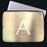 Capa Para Notebook Monograma de aço inoxidável Dourado de luxo<br><div class="desc">Capa de Monograma Elegante de Aço Ilegante e Lúxio Dourado Faux Stainless. Esta capa pode ser personalizada para incluir seu nome inicial e próprio.</div>