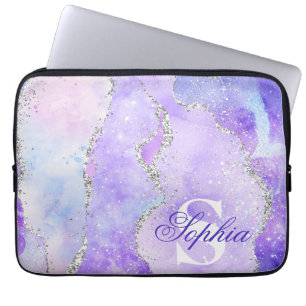 Capa Para Notebook Monograma de Agitação Leve Puro e Silver Faux