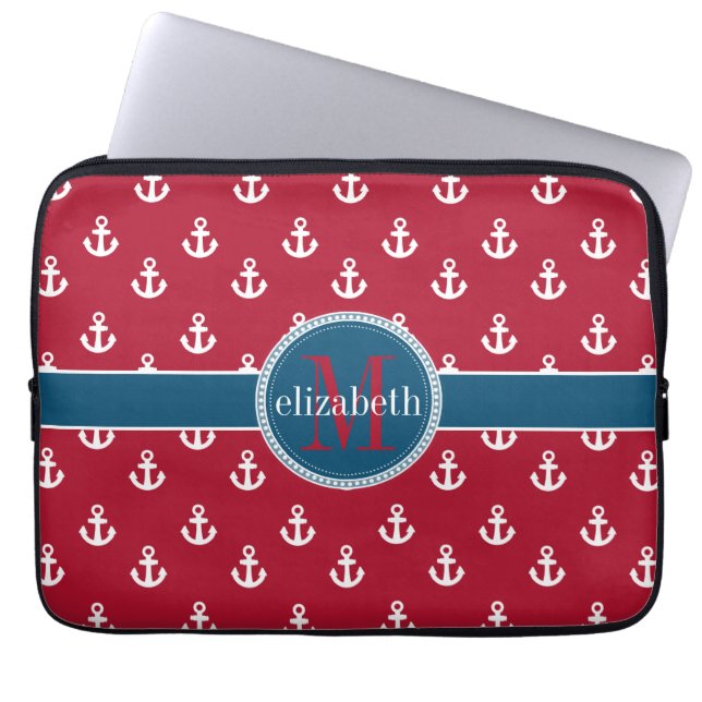 Capa Para Notebook Monograma de Ancheiros Azul-Branco Vermelho (Frente)