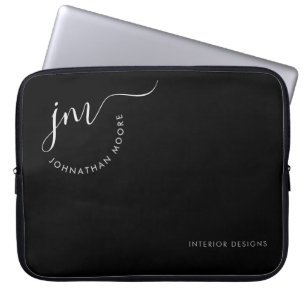 Capa Para Notebook Monograma de Assinatura da Curvatura Branca Elegan