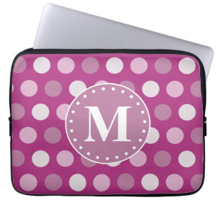 Capa Para Notebook Monograma de Bolinhas roxas, cor-de-rosa, a frio