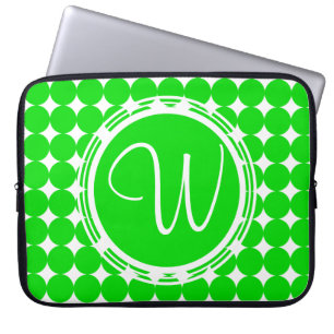 Capa Para Notebook Monograma de Bolinhas Verde