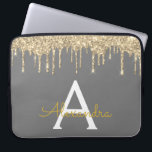 Capa Para Notebook Monograma de brilho Dourado da cinza<br><div class="desc">Cinzas de carvão (Cinzas) e Dourada "Faux" a perfurar o caso de monograma Elegante e moderno e elegante. Esse caso pode ser personalizado para incluir seu nome inicial e próprio.</div>