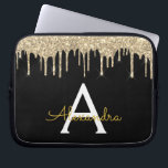 Capa Para Notebook Monograma de brilho Dourado preto<br><div class="desc">Preto e Dourado Faux a fazer um filme moderno e elegante com brilho brilhante e minúsculo monograma elegante. Esse caso pode ser personalizado para incluir seu nome inicial e próprio.</div>