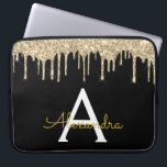 Capa Para Notebook Monograma de brilho Dourado preto<br><div class="desc">Preto e Dourado Faux a fazer um filme moderno e elegante com brilho brilhante e minúsculo monograma elegante. Esse caso pode ser personalizado para incluir seu nome inicial e próprio.</div>