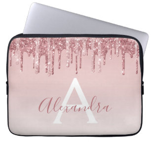 Capa Para Notebook Monograma de Brilho Dourado Rosa Rosa Rosa Rosa Ro