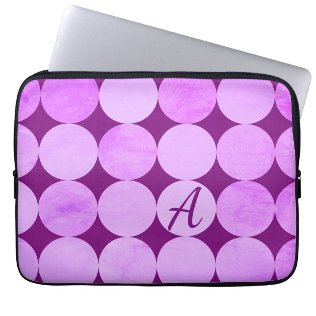 Capa Para Notebook Monograma de círculos violeta, magenta púrpura e r (Frente)