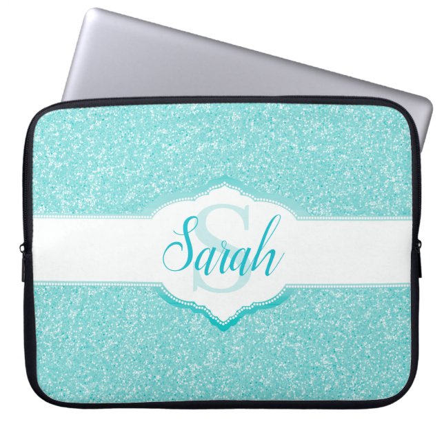 Capa Para Notebook Monograma de Coleta Teal (Frente)