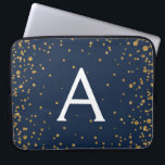 Capa Para Notebook Monograma de Confetti marinho Azul e Dourado<br><div class="desc">Marinho azul e Dourado Monograma Elegante Confetti. Esse caso pode ser personalizado para incluir seu nome inicial e próprio.</div>