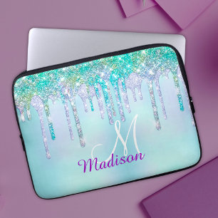 Capa Para Notebook Monograma de Derramamento de Glitter Unicórnio de
