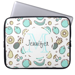Capa Para Notebook Monograma de Desenho de Linha de Sumário do Padrão