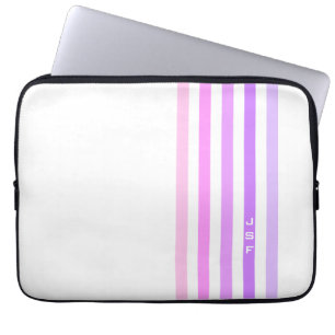 Capa Para Notebook Monograma de faixas verticais roxas e cor-de-rosa