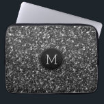 Capa Para Notebook Monograma de Falhas Negras<br><div class="desc">Monograma personalizado de brilho preto moderno</div>
