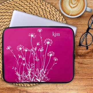 Capa Para Notebook Monograma de Flores Silvestres Minimalista