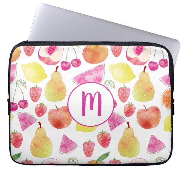 Capa Para Notebook Monograma de Fruta de Watecolor (Frente)