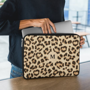 Capa Para Notebook Monograma de Impressão de couro-leopardo