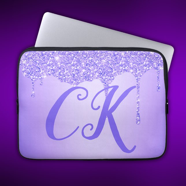 Capa Para Notebook Monograma de Iniciais com Glitter Roxo | (Criador carregado)