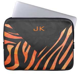 Capa Para Notebook Monograma de Laranja e Zebra Negra