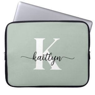 Capa Para Notebook Monograma de Letra em Verde Sálvia