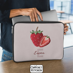 Capa Para Notebook Monograma de Morango-de-Morango-Rosa-Grafo