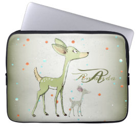Capa Para Notebook Monograma de Natal Cervos Verdes Férias Fofo