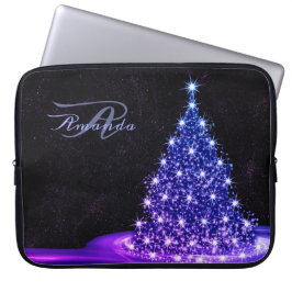 Capa Para Notebook Monograma de Natal Rosa Azul Inverno Preto Rústico