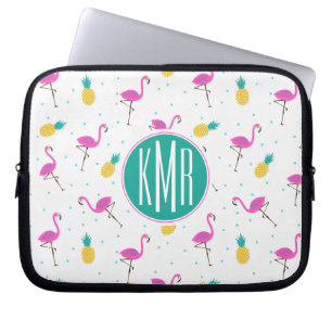 Capa Para Notebook Monograma de néon dos flamingos