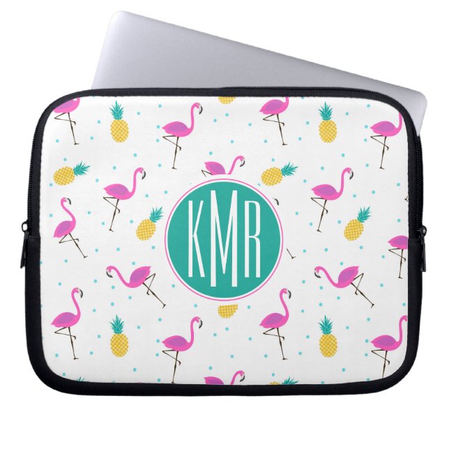 Capa Para Notebook Monograma de néon dos flamingos | (Frente)