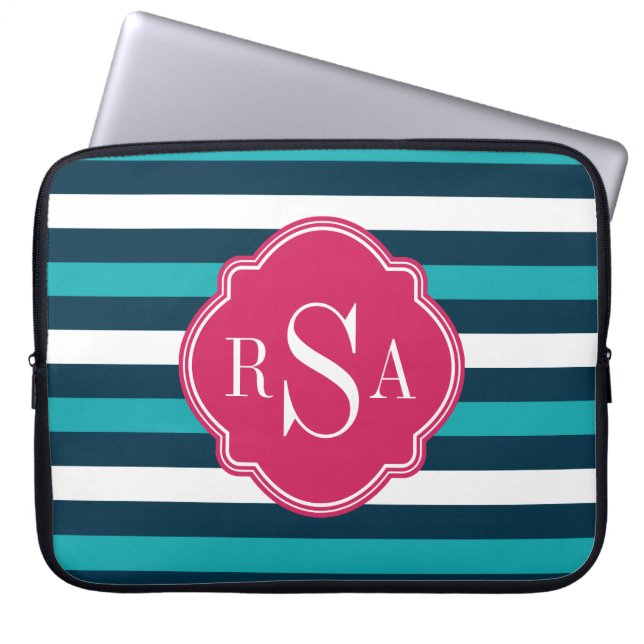 Capa Para Notebook Monograma de padrão branco branco-rosado-rosado br (Frente)