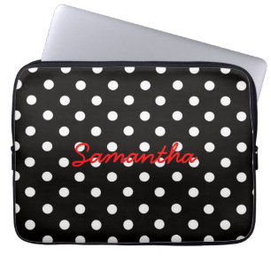 Capa Para Notebook Monograma de Padrão de Bolinhas Branca Muito Bonit