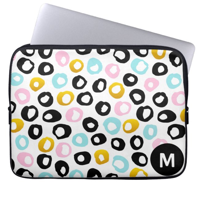 Capa Para Notebook Monograma de Padrão de Pontos Abstratos da Moda (Frente)