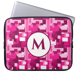 Capa Para Notebook Monograma de padrão digital de camo digital rosa-q