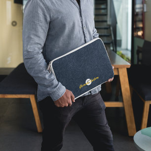 Capa Para Notebook Monograma de padrão do Marinho moderno