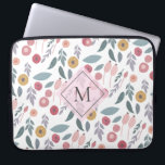 Capa Para Notebook Monograma de Padrão Floral de Pastel Elegante<br><div class="desc">Padrão floral pastel colorido com monograma elegante.</div>