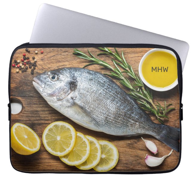 Capa Para Notebook Monograma de Peixe Dorado (Frente)
