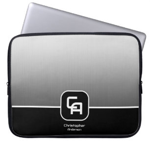 Capa Para Notebook Monograma de prata metálico