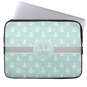 Capa Para Notebook Monograma de Quatrefoil Cinza de Teto Claro