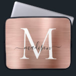 Capa Para Notebook Monograma de Script Bonito, Dourado, Rosa Rosa Ros<br><div class="desc">Cor rosa rosa rosa Dourada Metal Girassol Ortografia Bonita Monograma Capa Computador</div>