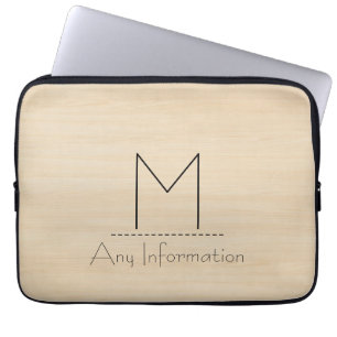 Capa Para Notebook Monograma de textura de madeira