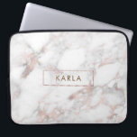 Capa Para Notebook Monograma de textura de mármore branco<br><div class="desc">Mármore branco e rosa-ouro elegante com monograma enquadrado.</div>