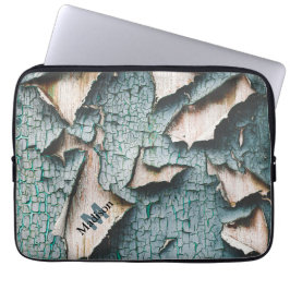 Capa Para Notebook Monograma de tinta descascando azul verde claro rú