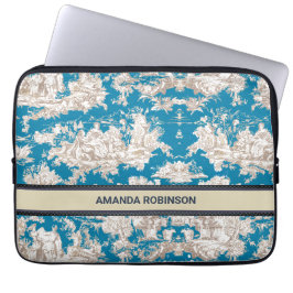 Capa Para Notebook Monograma de Torquoise Azul de Jouy