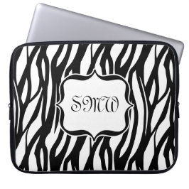 Capa Para Notebook Monograma de Zebra Branca/Preta