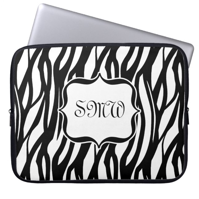 Capa Para Notebook Monograma de Zebra Branca/Preta (Frente)