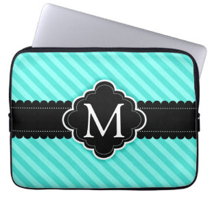 Capa Para Notebook Monograma do costume do preto do teste padrão das