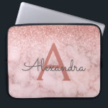 Capa Para Notebook Monograma do Glitter Marble Sparkle do Glam Rosa D<br><div class="desc">Glam Rosa Dourado - Ombre Cor-de-rosa,  Brilhante e Minúsculo Monograma de Pedra Magnética Moderna e Elegante. Esse caso pode ser personalizado para incluir seu nome inicial e próprio.</div>
