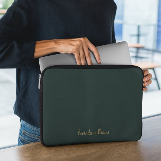 Capa Para Notebook Monograma do Nome do Chic Green Charcarbonet & Chi (Criador carregado)