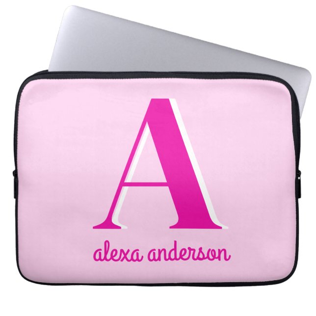 Capa Para Notebook Monograma Dolly Retro Rosa Quente (Frente)