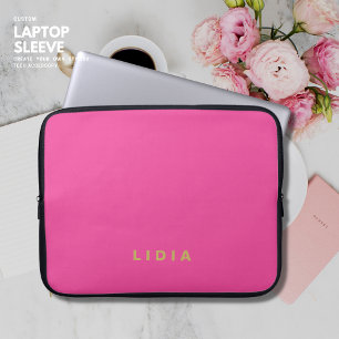 Capa Para Notebook Monograma Dourado, cor-de-rosa Na moda moderno min